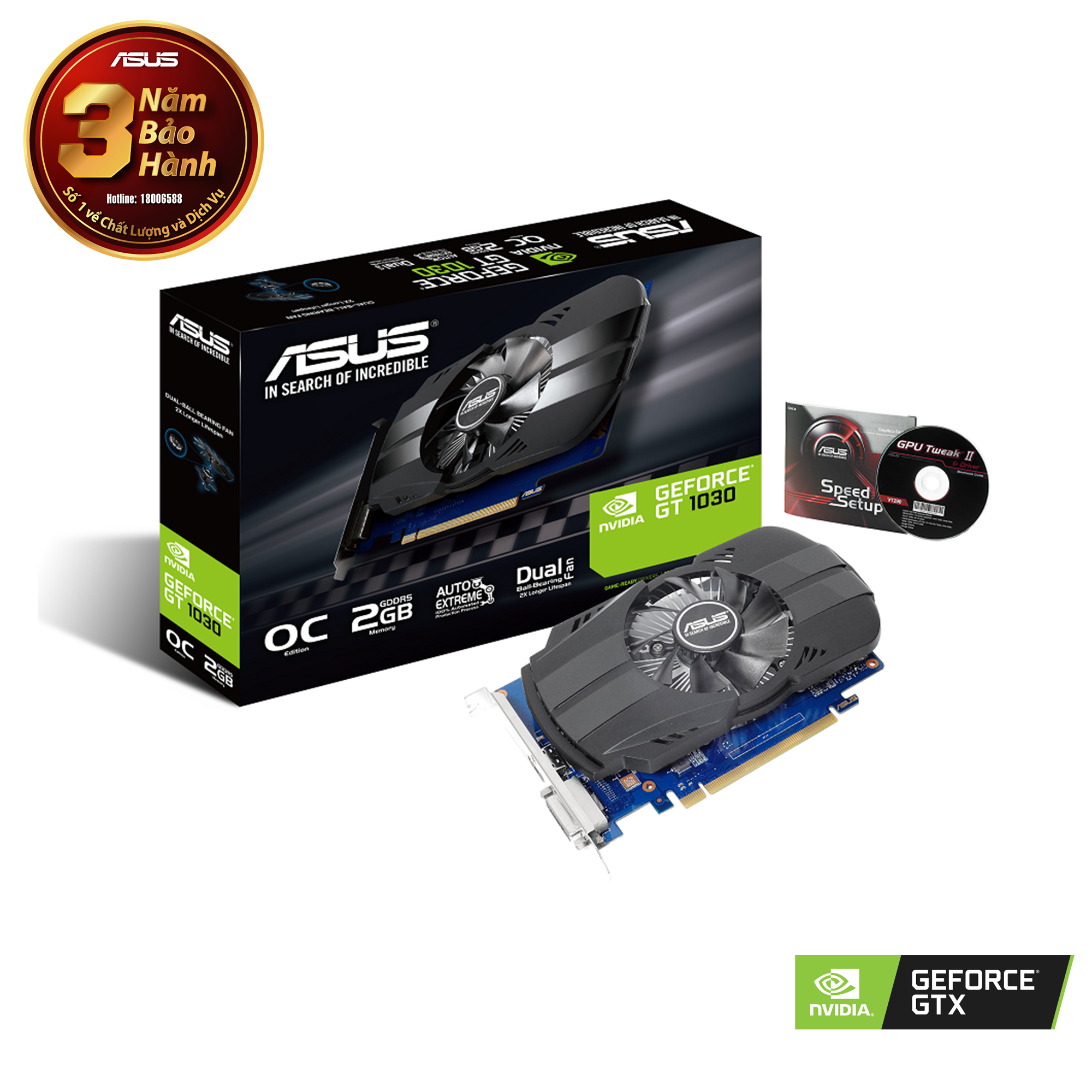 Card màn hình ASUS GT 1030 2GB GDDR5 Phoenix OC Edition (PH-GT 1030-O2GB) - Ảnh 2