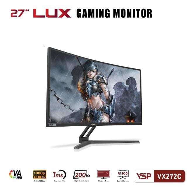Màn hình Gaming VSP VX272C Lux | 27 inch, Full HD, VA, 200Hz, 1ms, cong - Ảnh 2