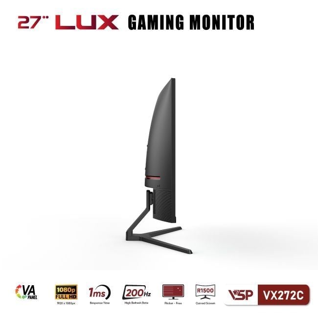 Màn hình Gaming VSP VX272C Lux | 27 inch, Full HD, VA, 200Hz, 1ms, cong - Ảnh 4