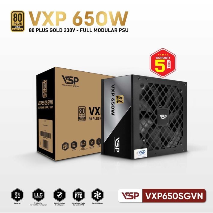 Nguồn VSP VXP 650W SGVN Gold 230V - Đen - Ảnh 3