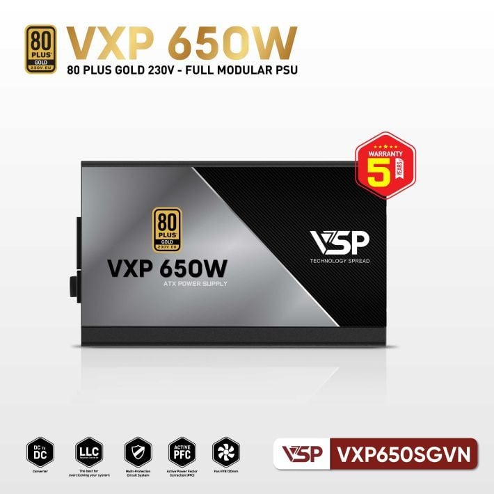 Nguồn VSP VXP 650W SGVN Gold 230V - Đen - Ảnh 4