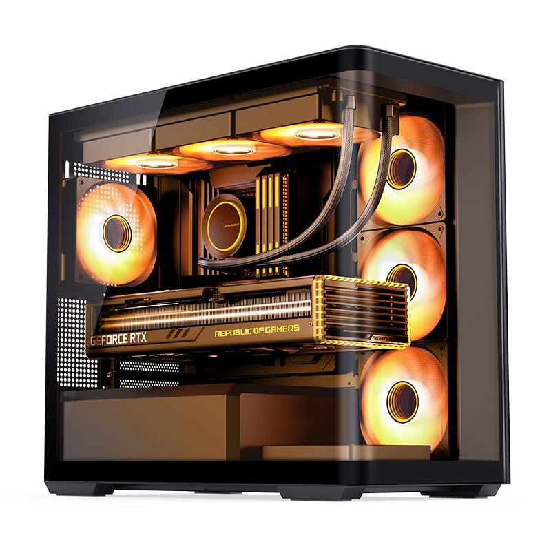 Thùng máy Jonsbo D300 - Black | Micro ATX, kính cong - Ảnh 1