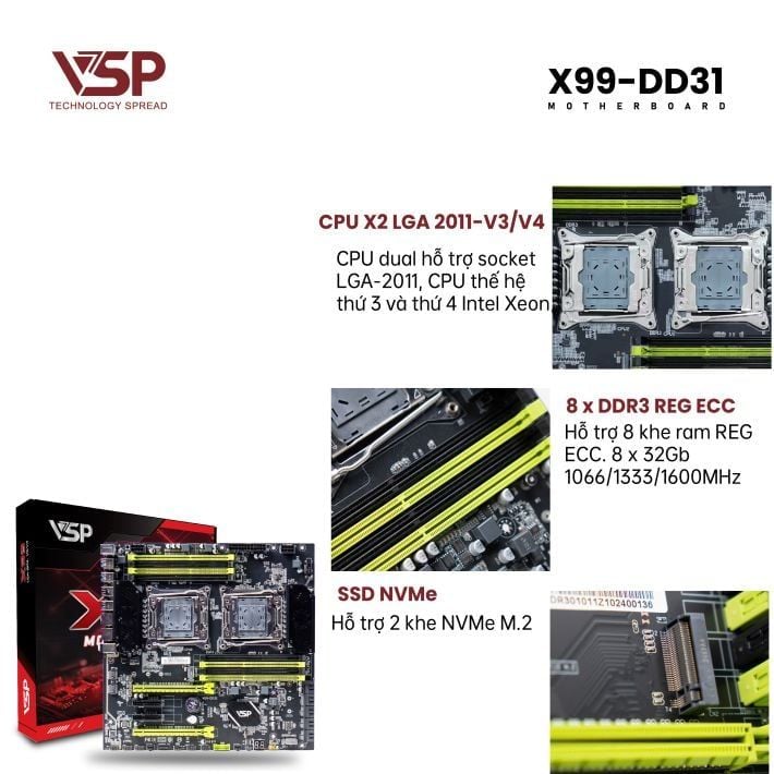 Mainboard VSP X99 DD31 - Ảnh 3