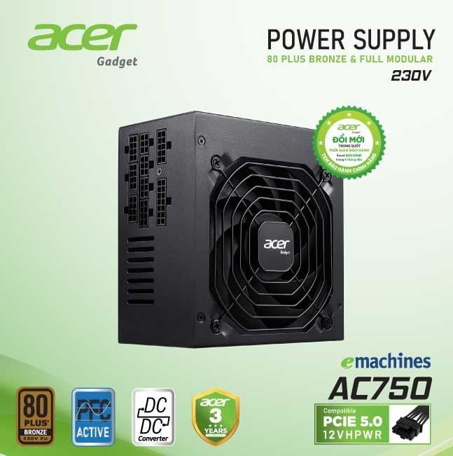 Nguồn Acer AC750 | 80 plus bronze, full modular - Ảnh 3