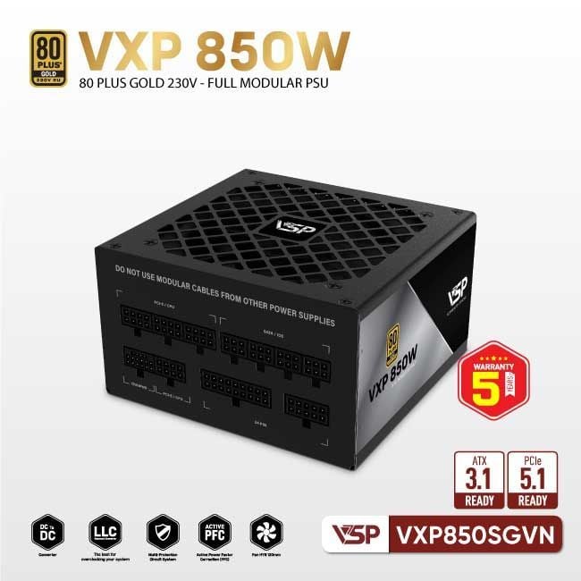 Nguồn VSP VXP 850W SGVN Gold 230V - Đen - Ảnh 3