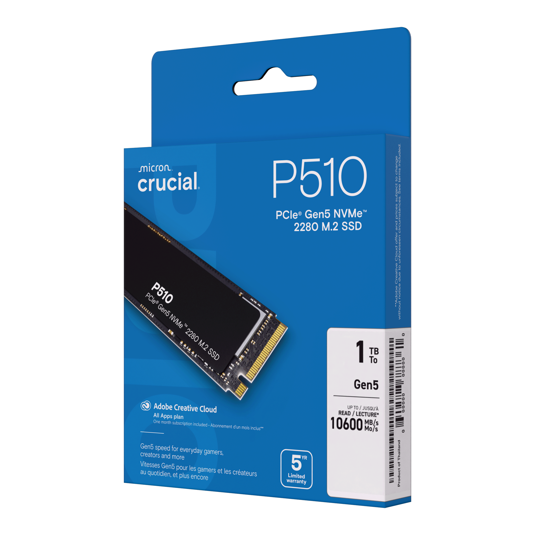 Ổ cứng SSD Crucial P510 1TB PCIe Gen 5.0 NVMe CT1000P510SSD8 - Ảnh 1
