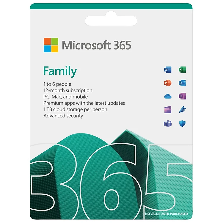 Phần mềm Microsoft 365 Family EP2-36878 | 12 tháng, Dành cho tối đa 6 người, 5 thiết bị/tài khoản, Word, Excel, PowerPoint, 1TB OneDrive - Ảnh 1