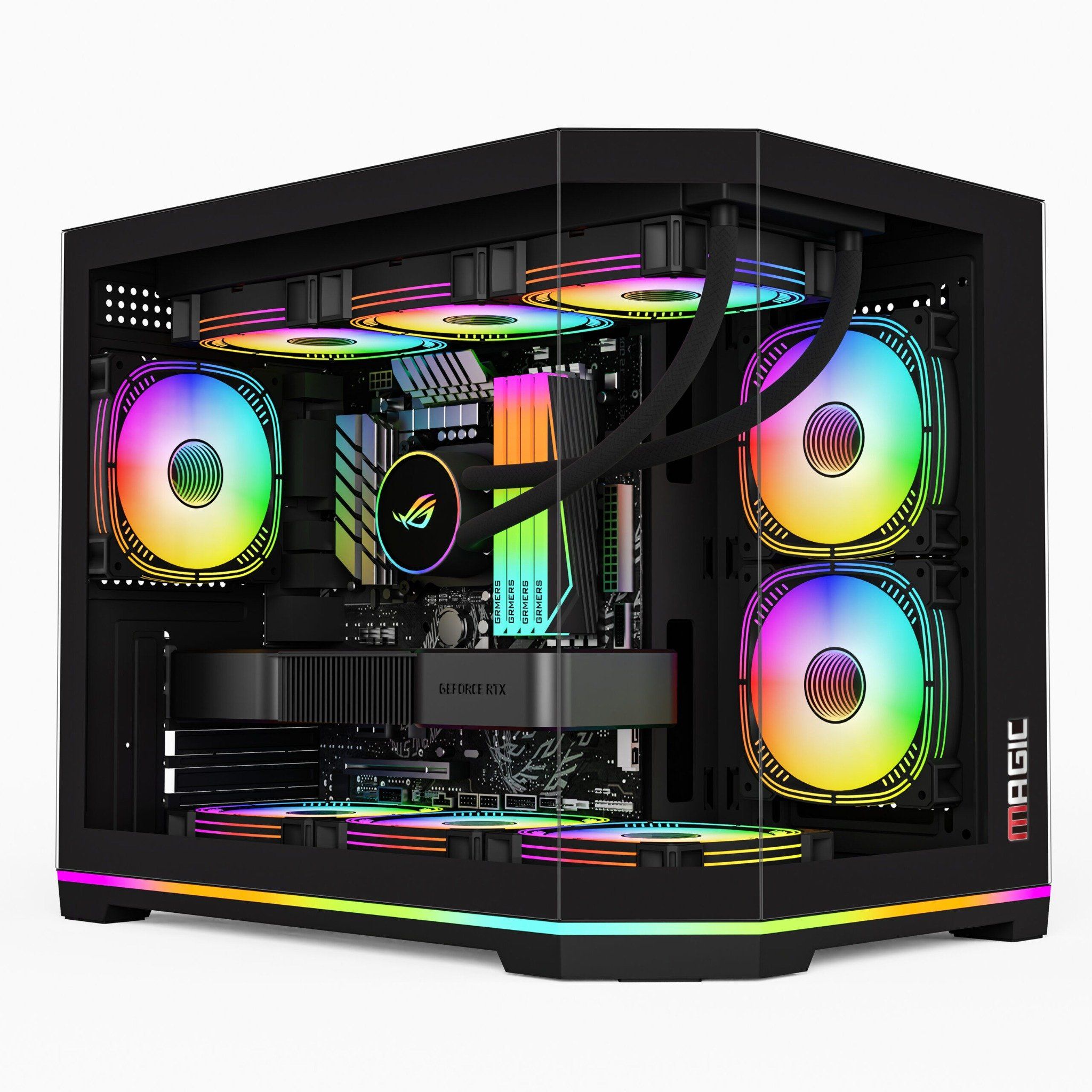 Thùng máy Magic GM-08L Pro (Led RGB/ARGB) (Full M-ATX) (Aio 360 Top) - Đen - Ảnh 1