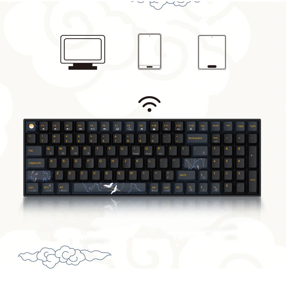 Bàn phím cơ gaming Newmen GM1000 | Wireless, Fullsize, Clicky Switch, RGB, White - Ảnh 2