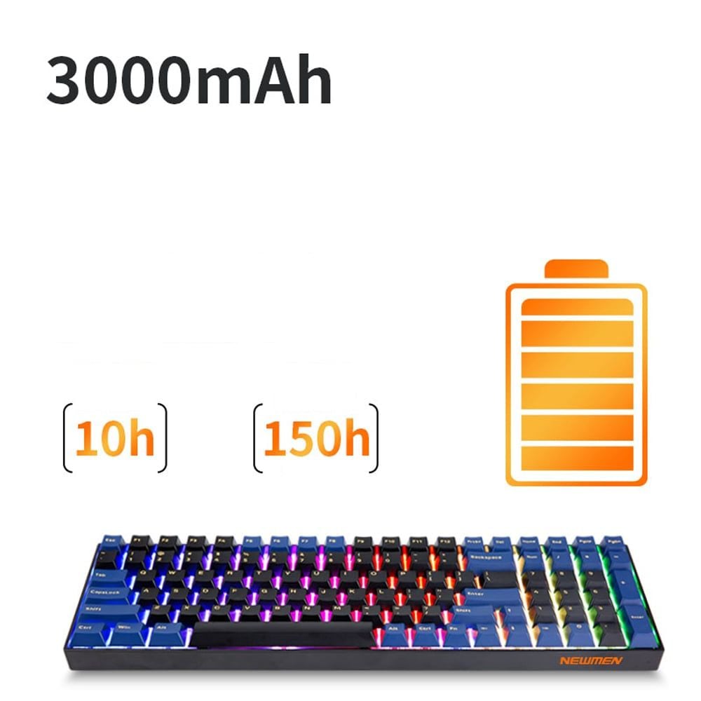 Bàn phím cơ gaming Newmen GM1000 | Wireless, Fullsize, Clicky Switch, RGB, White - Ảnh 4