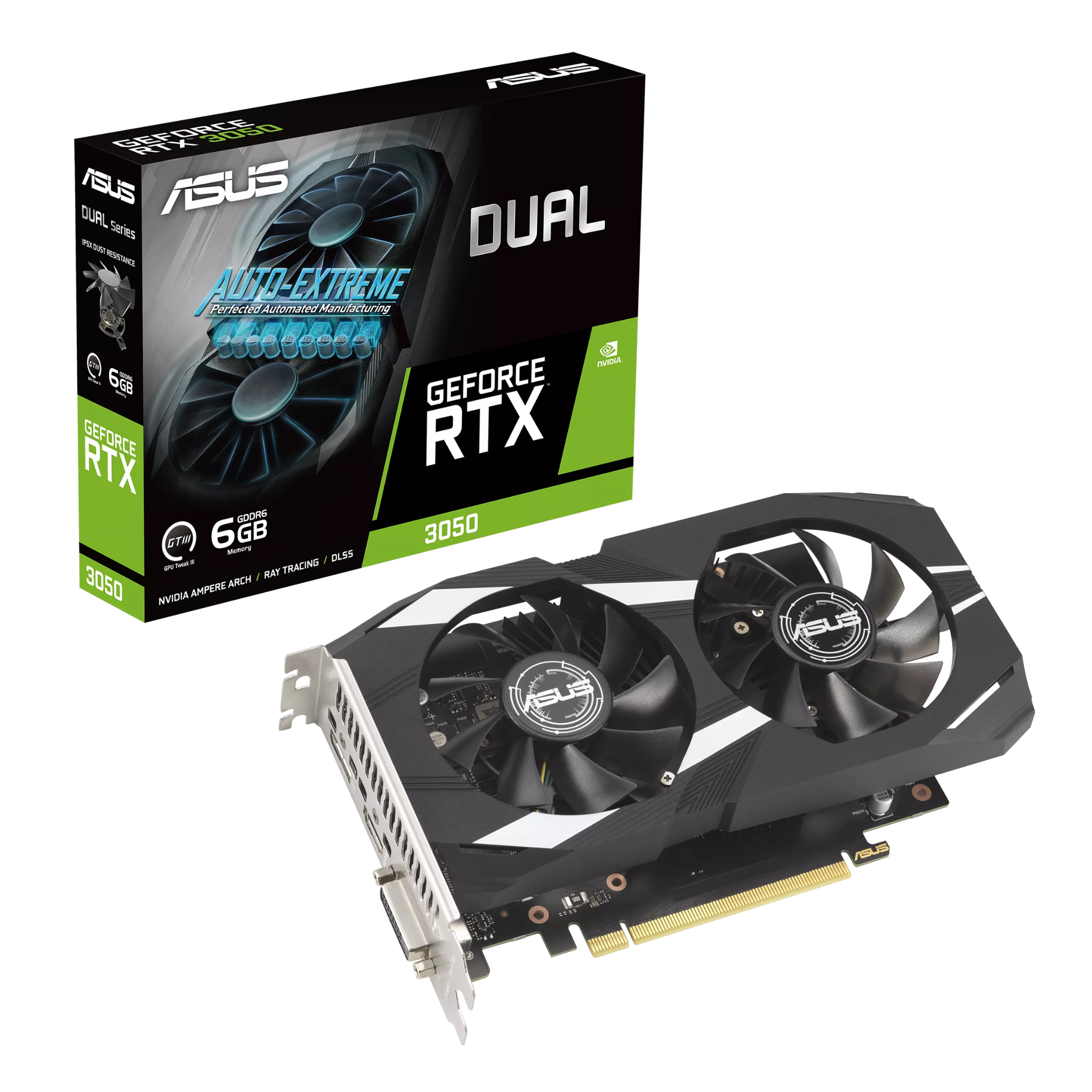 Card màn hình NVIDIA GeForce RTX 3050 ASUS Dual | 6GB GDDR6, 2304 CUDA, 450W - Ảnh 1