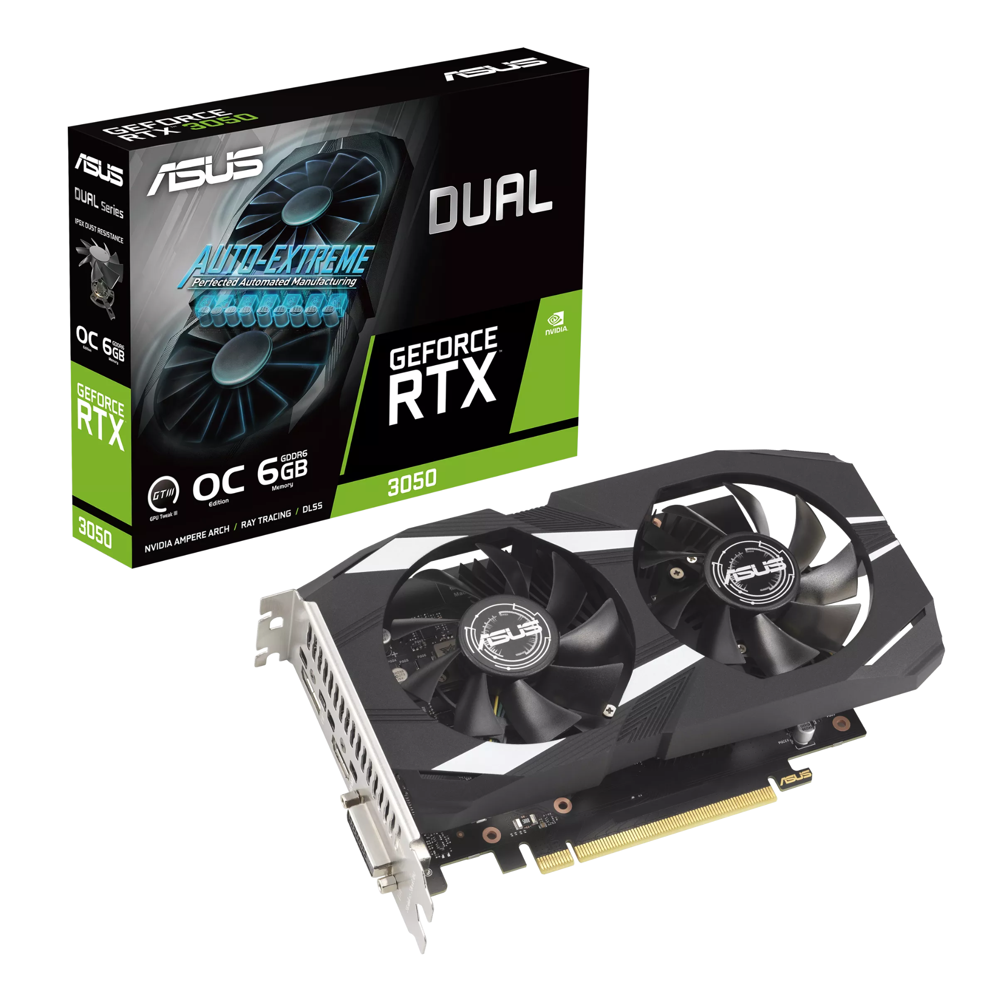 Card màn hình NVIDIA GeForce RTX 3050 ASUS Dual OC | 6GB GDDR6, 2304 CUDA, 450W - Ảnh 1
