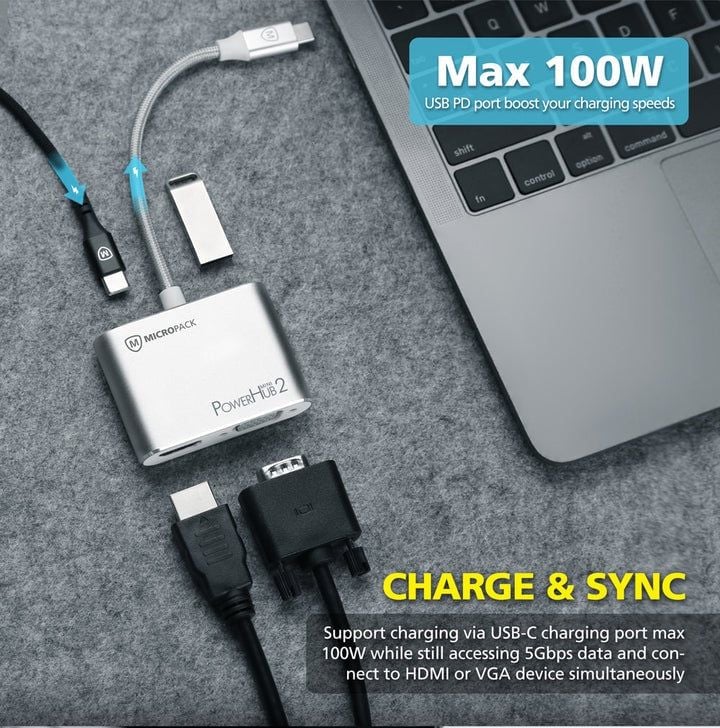HUB mở rộng kết nối Micropack USB C to 4 Ports VGA Adapter | Silver (MDC-4V-SL) - Ảnh 3