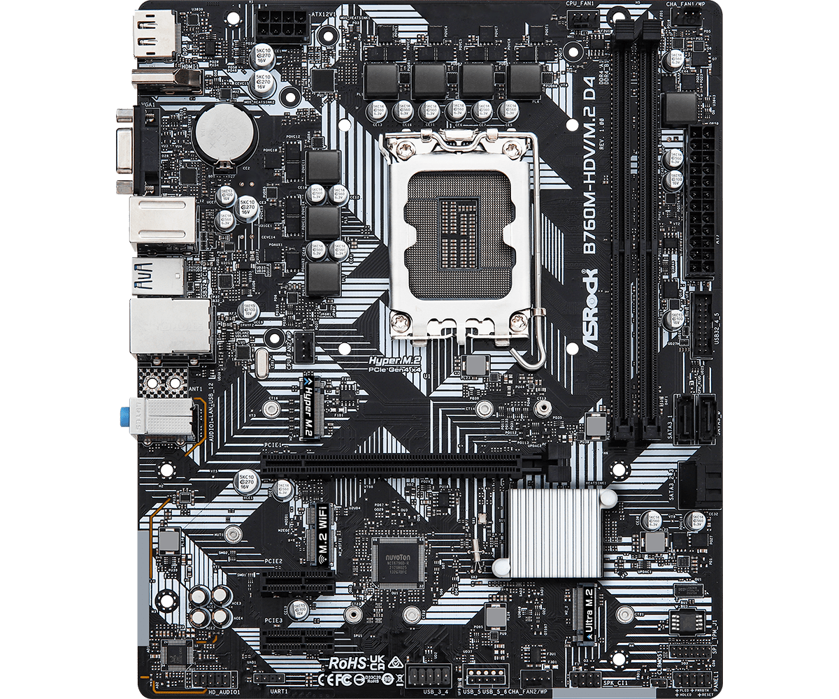 Mainboard ASRock B760M-HDV/M.2 DDR4 | LGA 1700, mATX, 2 khe RAM - Ảnh 2