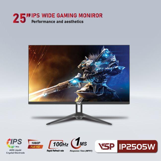 Màn hình VSP IP2505W | 24.5 inch, Full HD, IPS, 100Hz, 1ms, phẳng, đen - Ảnh 2