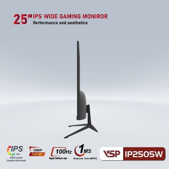 Màn hình VSP IP2505W | 24.5 inch, Full HD, IPS, 100Hz, 1ms, phẳng, đen - Ảnh 3
