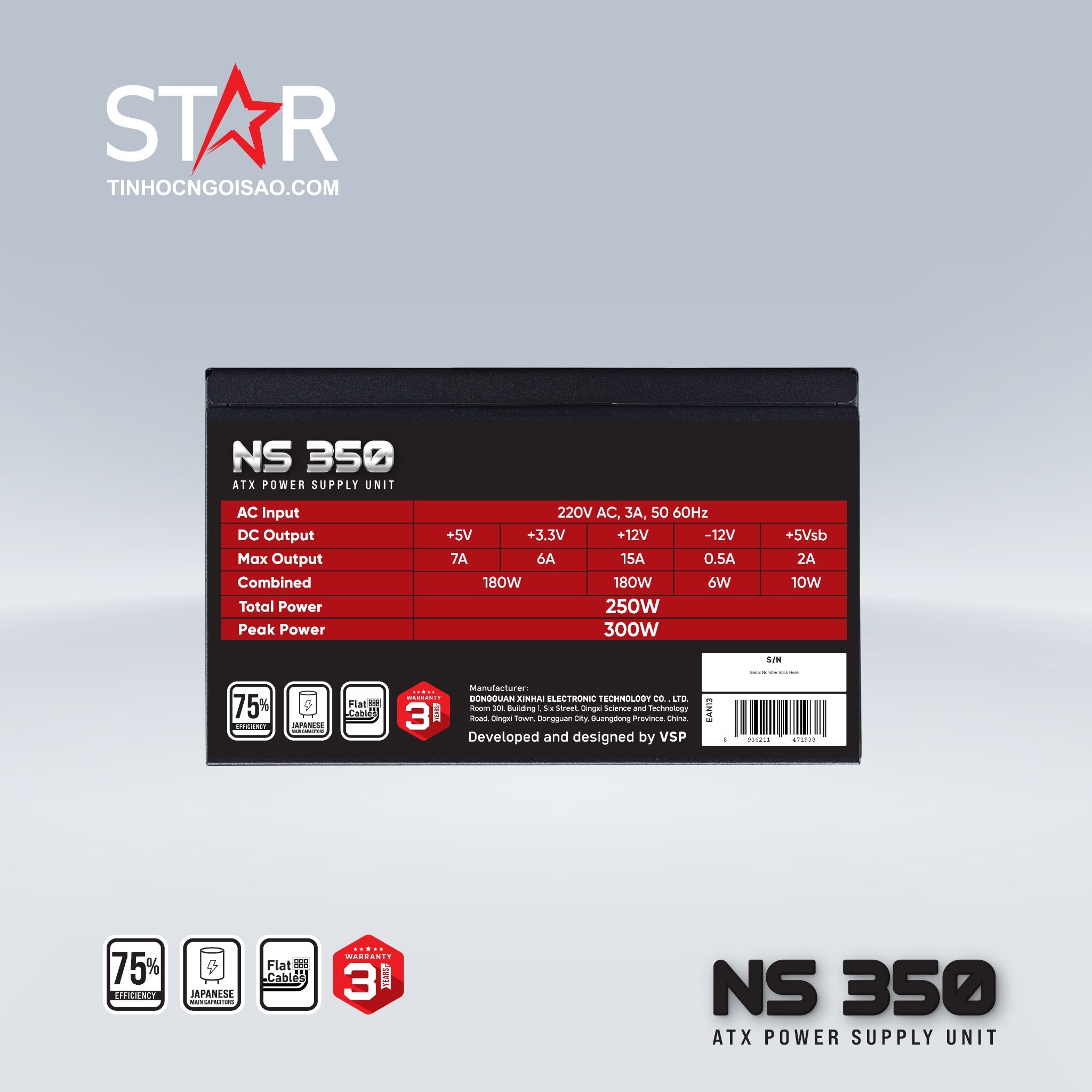 Nguồn máy tính VSP NS350 350W | Non Modular, ATX - Ảnh 3
