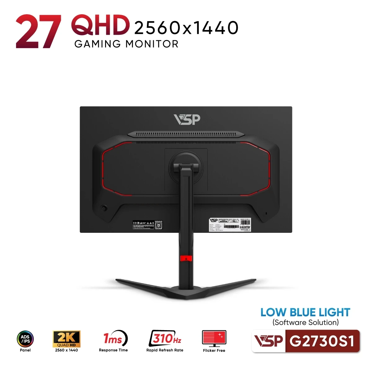 Màn hình Gaming VSP G2730QS1 | 27 inch, 2K/QHD, 310Hz, IPS - Ảnh 3