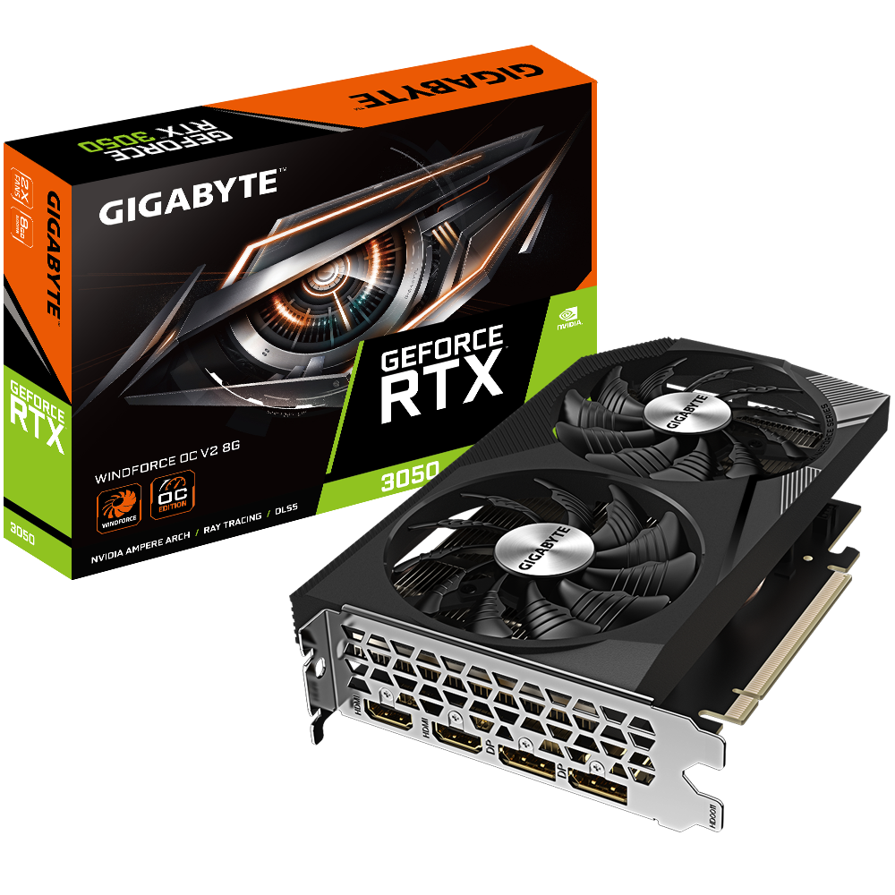 Card màn hình NVIDIA GeForce RTX 3050 Gigabyte WindForce OC | 8GB GDDR6, 2560 CUDA, 450W - Ảnh 1