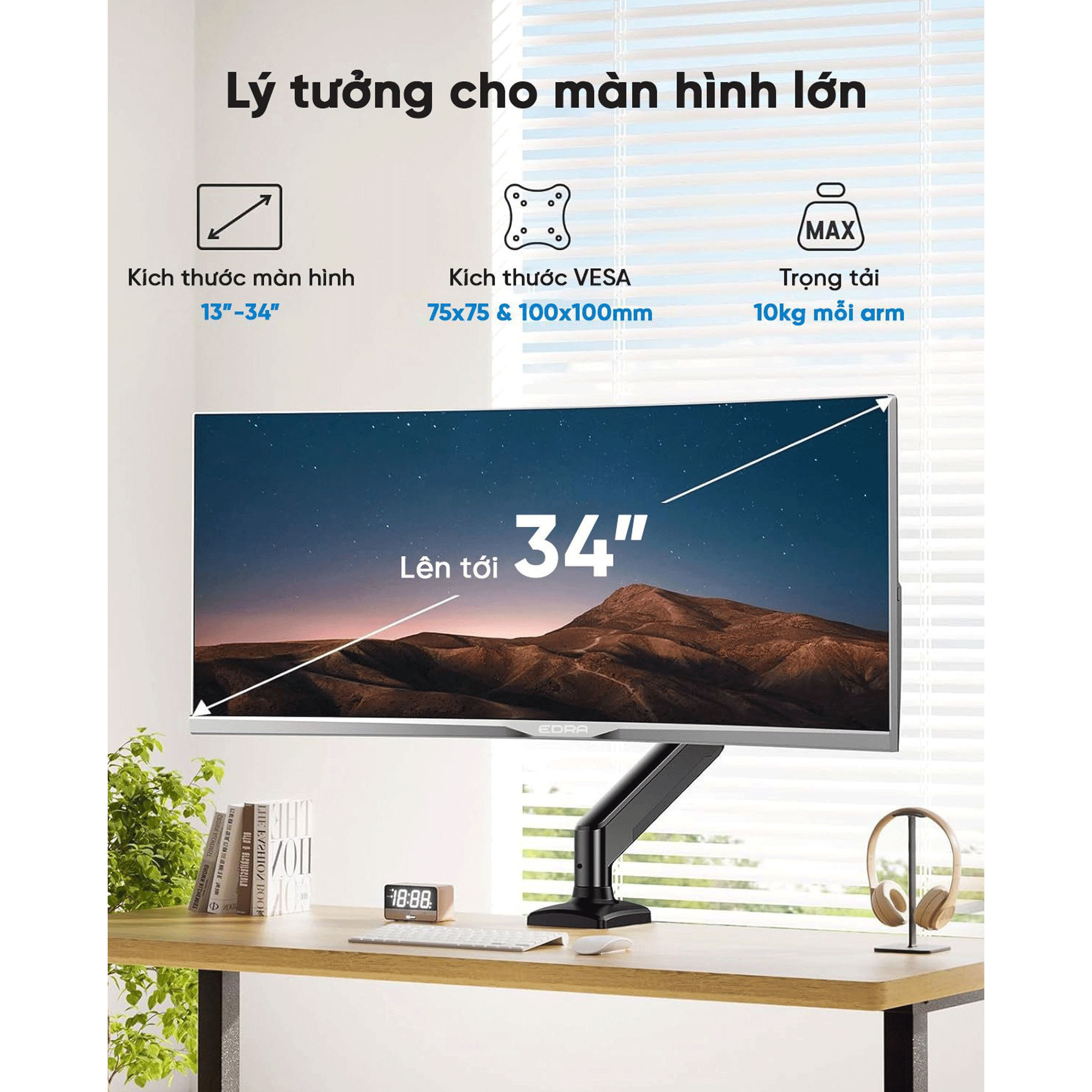 Giá treo màn hình E-Dra EMA7302 - Màu đen | 22 -34 inch - Ảnh 3