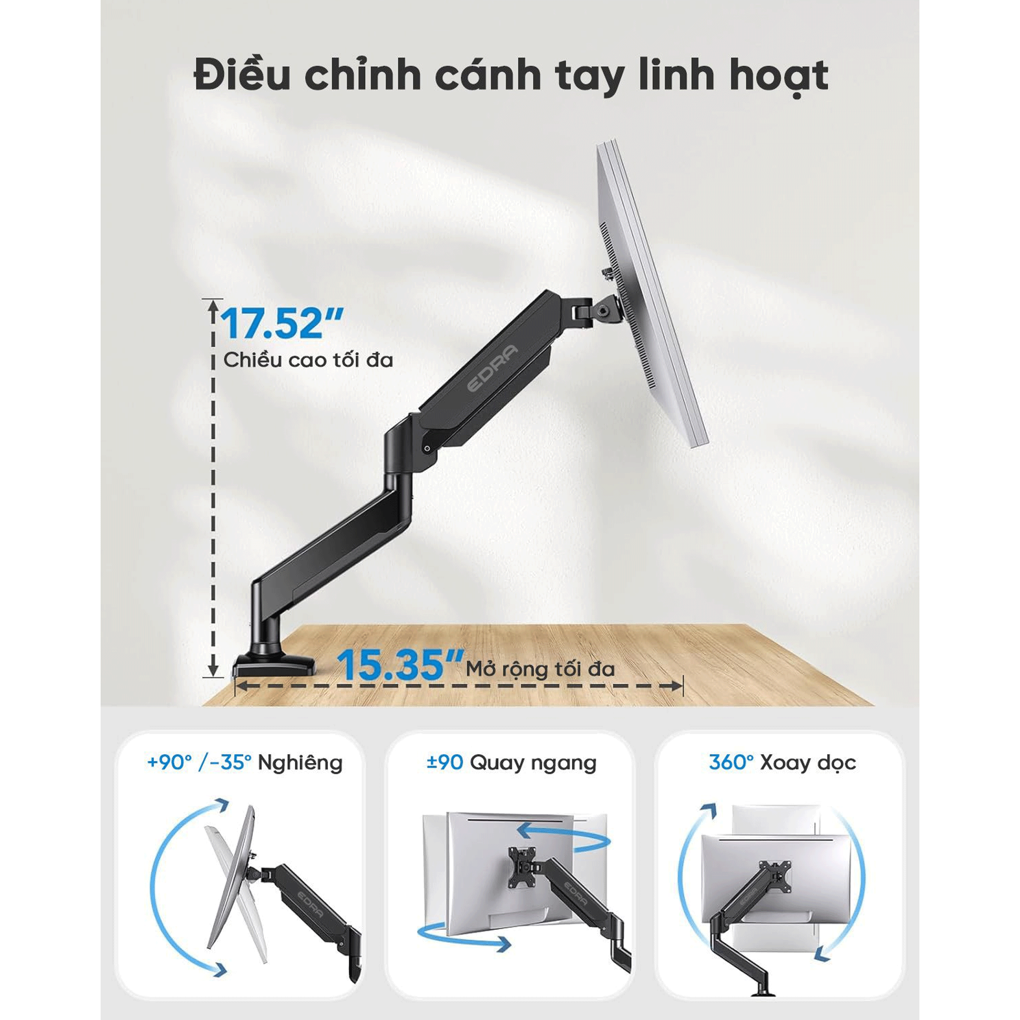 Giá treo màn hình E-Dra EMA7302 - Màu đen | 22 -34 inch - Ảnh 4