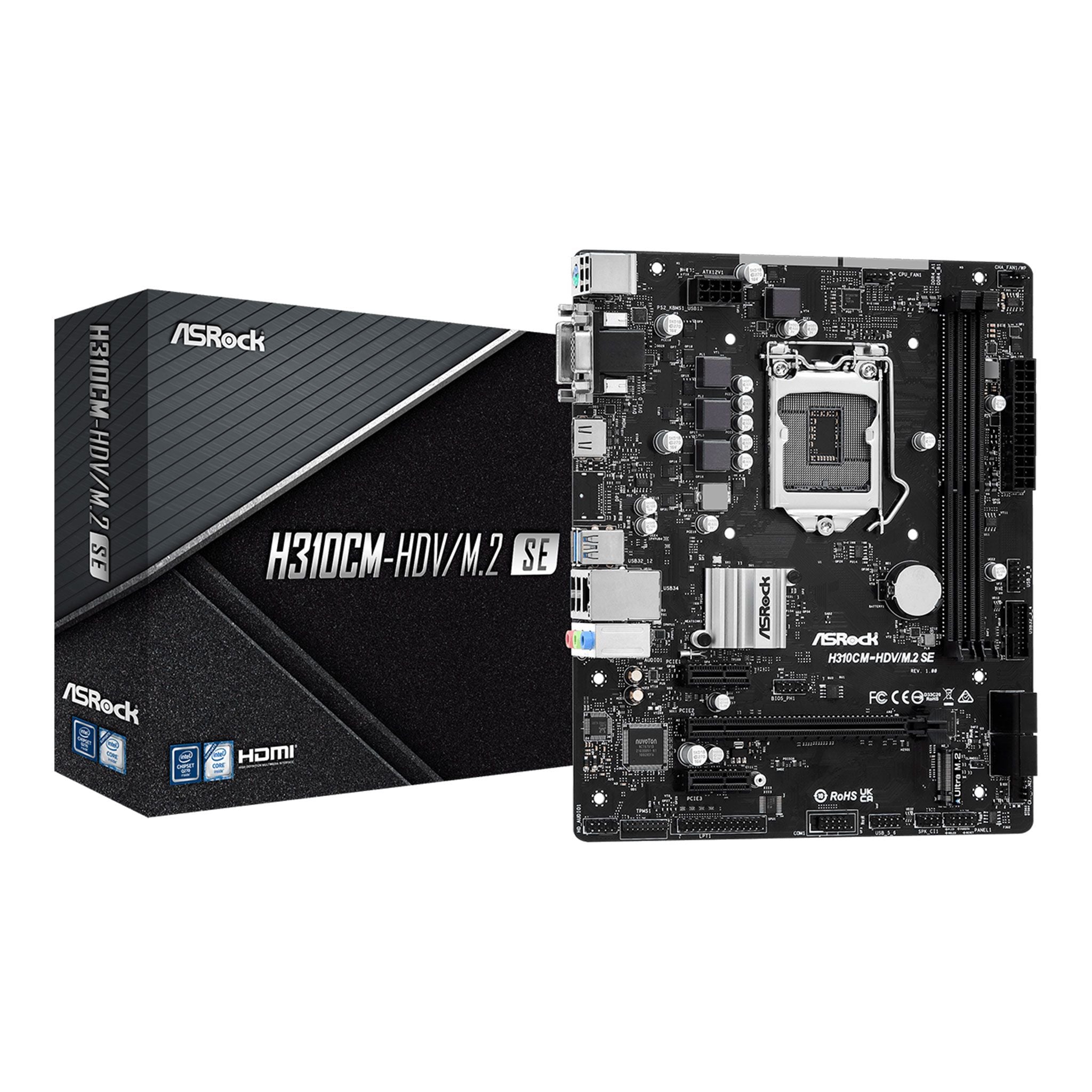 Mainboard ASRock H310CM-HDV/M.2 SE | Intel Q270, Socket 1151, Micro ATX, 2 khe DDR4 - Ảnh 1