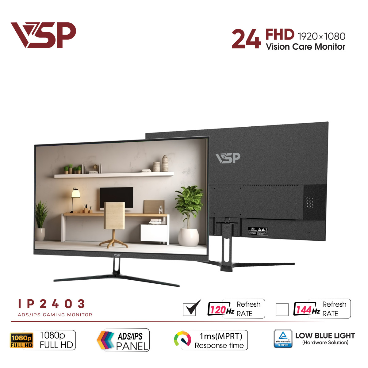 Màn hình Văn phòng VSP IP2403 | 24 inch, FHD, 120Hz, IPS - Ảnh 3