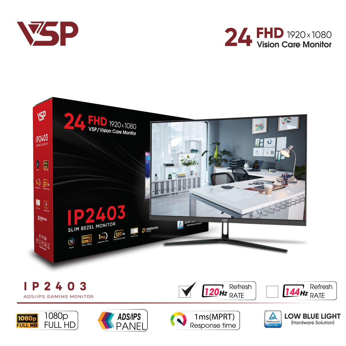 Màn hình Văn phòng VSP IP2403 | 24 inch, FHD, 120Hz, IPS - Ảnh 4