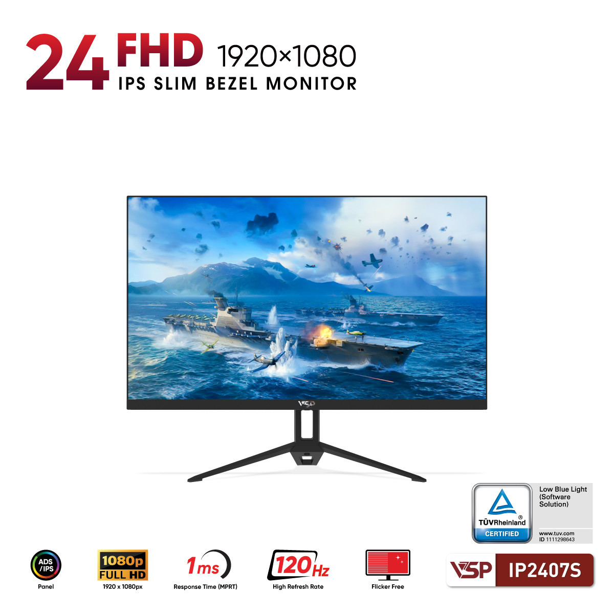 Màn hình Văn Phòng VSP IP2407S | 24 inch, FHD, 120Hz, IPS - Ảnh 2