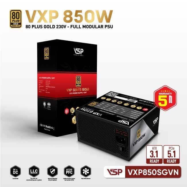 Nguồn máy tính VSP VXP SGVN 850W 80 Plus Gold | Full Modular, ATX - Ảnh 2