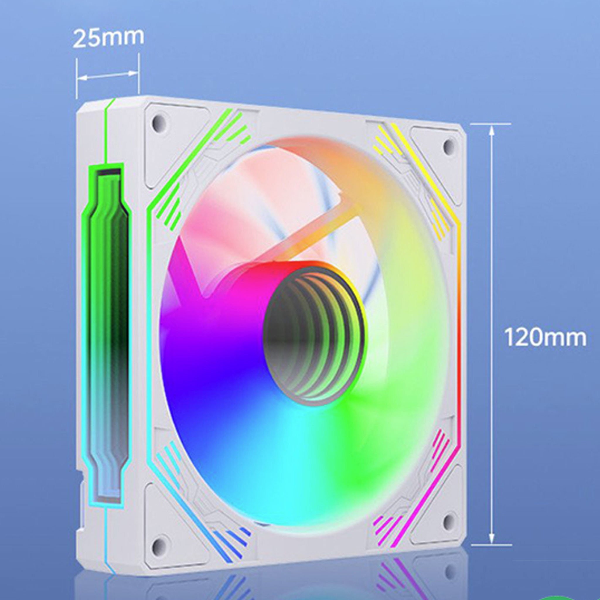 Quạt tản nhiệt PC Redmoon F3 | Fan lẻ 120mm, RGB, Gió ngược, Trắng - Ảnh 1