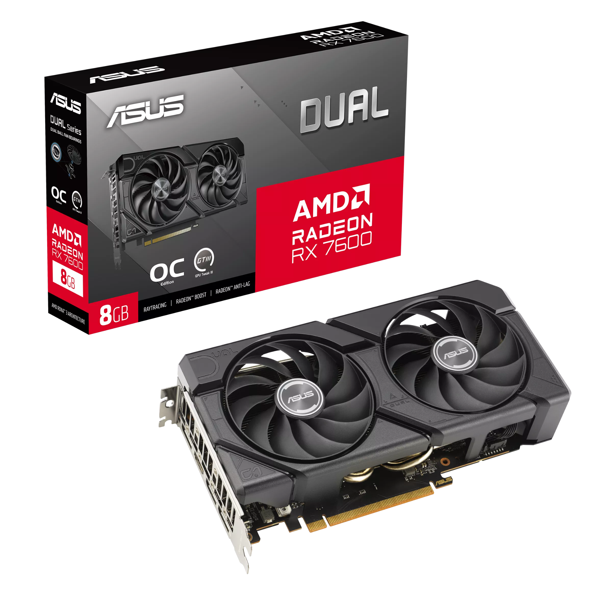 Card màn hình AMD Radeon RX 7600 ASUS Dual EVO OC | 8GB GDDR6, 2048 SP, 550W - Ảnh 1