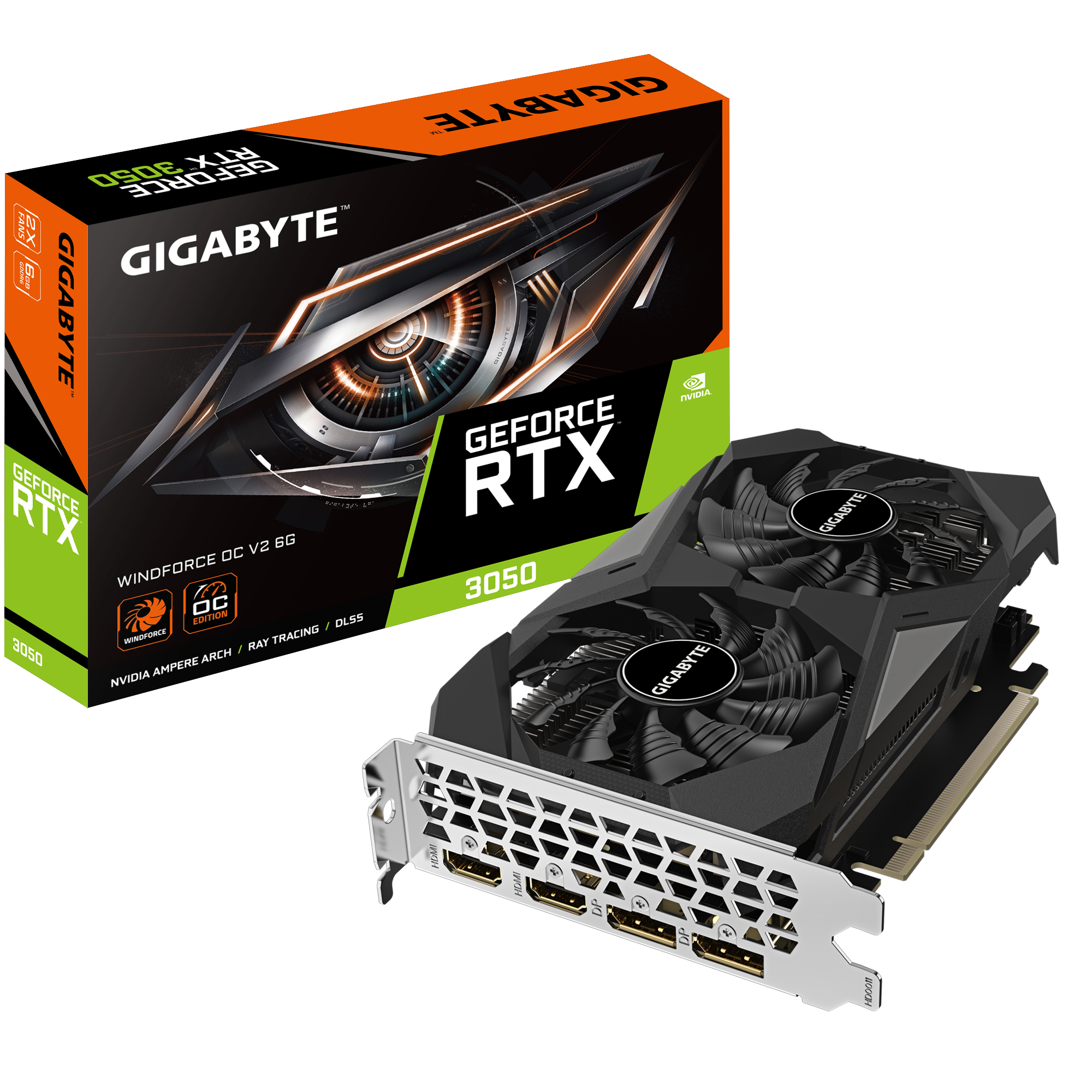 Card màn hình NVIDIA GeForce RTX 3050 Gigabyte WindForce OC | 6GB GDDR6, 2304 CUDA, 300W - Ảnh 1