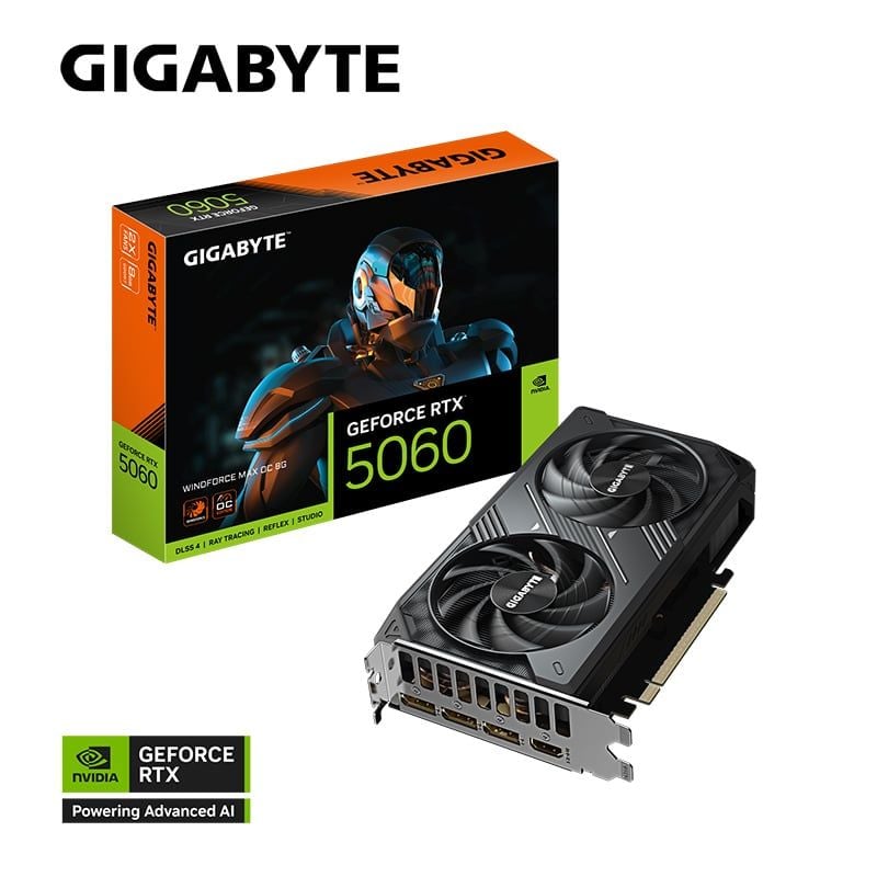 Card màn hình NVIDIA GeForce RTX 5060 Gigabyte WINDFORCE MAX OC 8G (GV-N5060WF2MAX OC-8GD) | 8GB GDDR7, 3840 CUDA - Ảnh 1