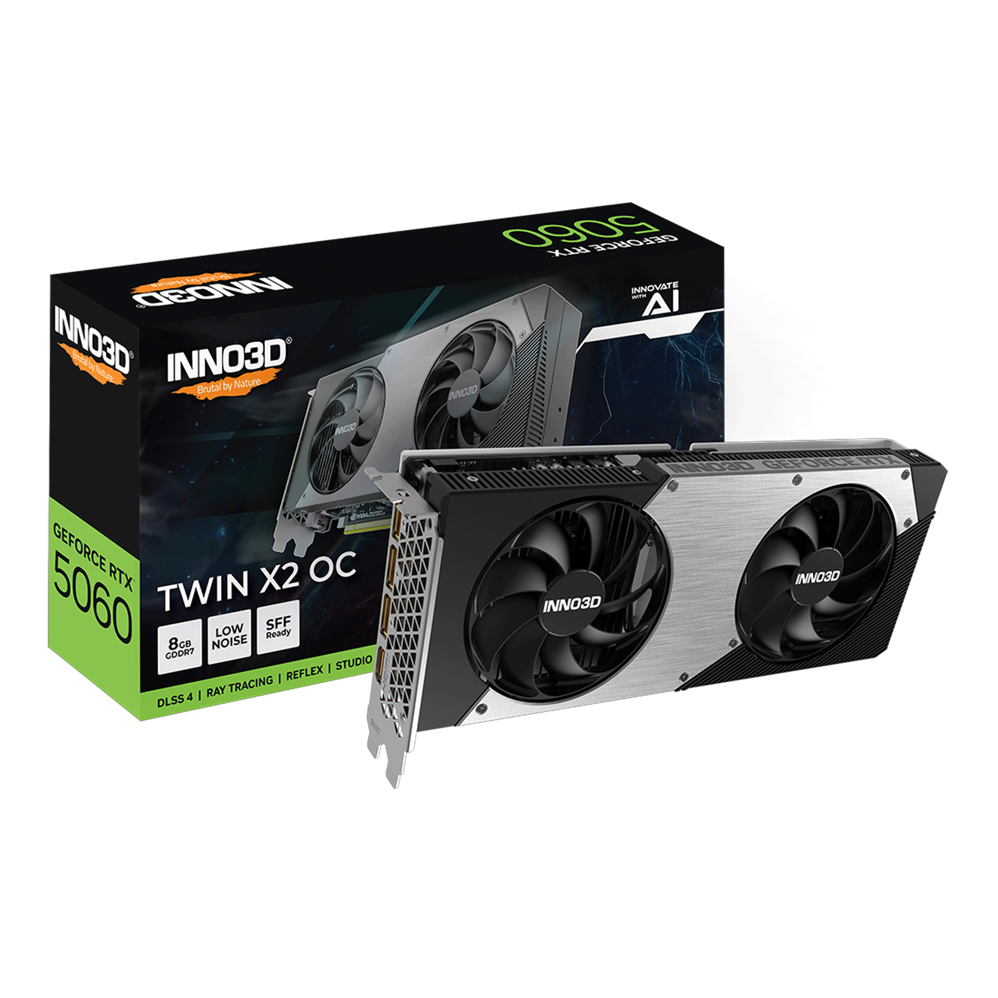 Card màn hình NVIDIA GeForce RTX 5060 INNO3D TWIN X2 OC | 8GB GDDR7, 3840 CUDA, 550W - Ảnh 1