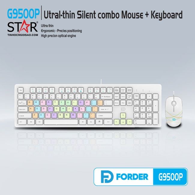 Combo phím chuột giả cơ gaming FD G9500P | Có dây, Fullsize, Membrane, RGB Rainbow, White - Ảnh 2