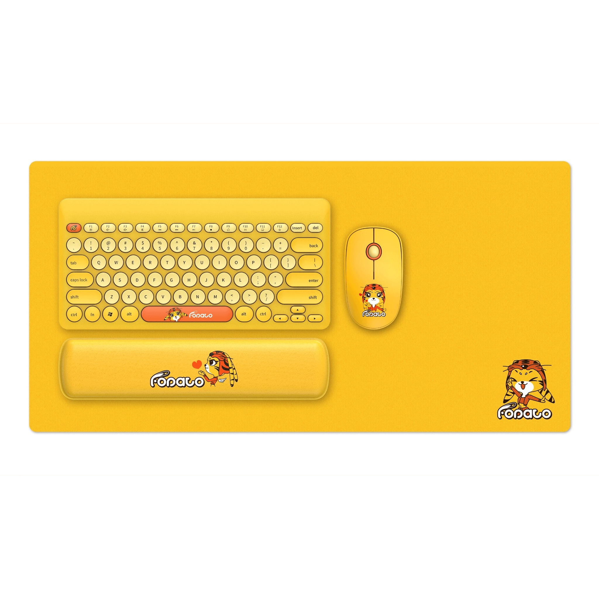 Combo phím chuột văn phòng FD LK586 | Wireless, Mini, Yellow - Ảnh 1