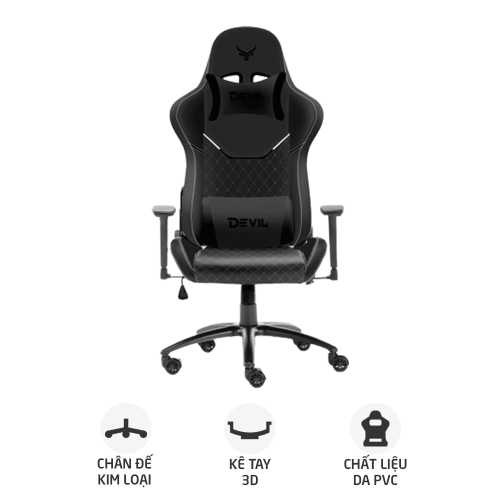 Ghế gaming CENTAUR Devil | Đen, 120kg, Chân xoay, Da PU - Ảnh 1