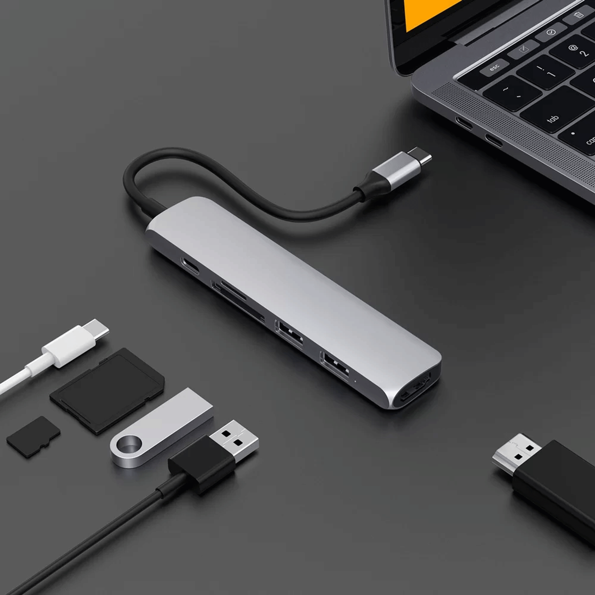 Hub chuyển đổi Type C HyperDrive Bar HD22E | 6 in 1 - Ảnh 3