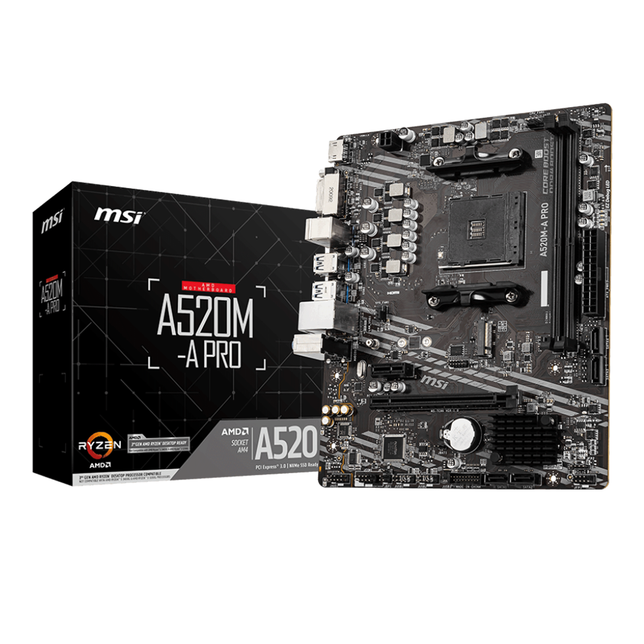 Mainboard MSI A520M-A Pro DDR4 | AM4, mATX, 2 khe RAM - Ảnh 1