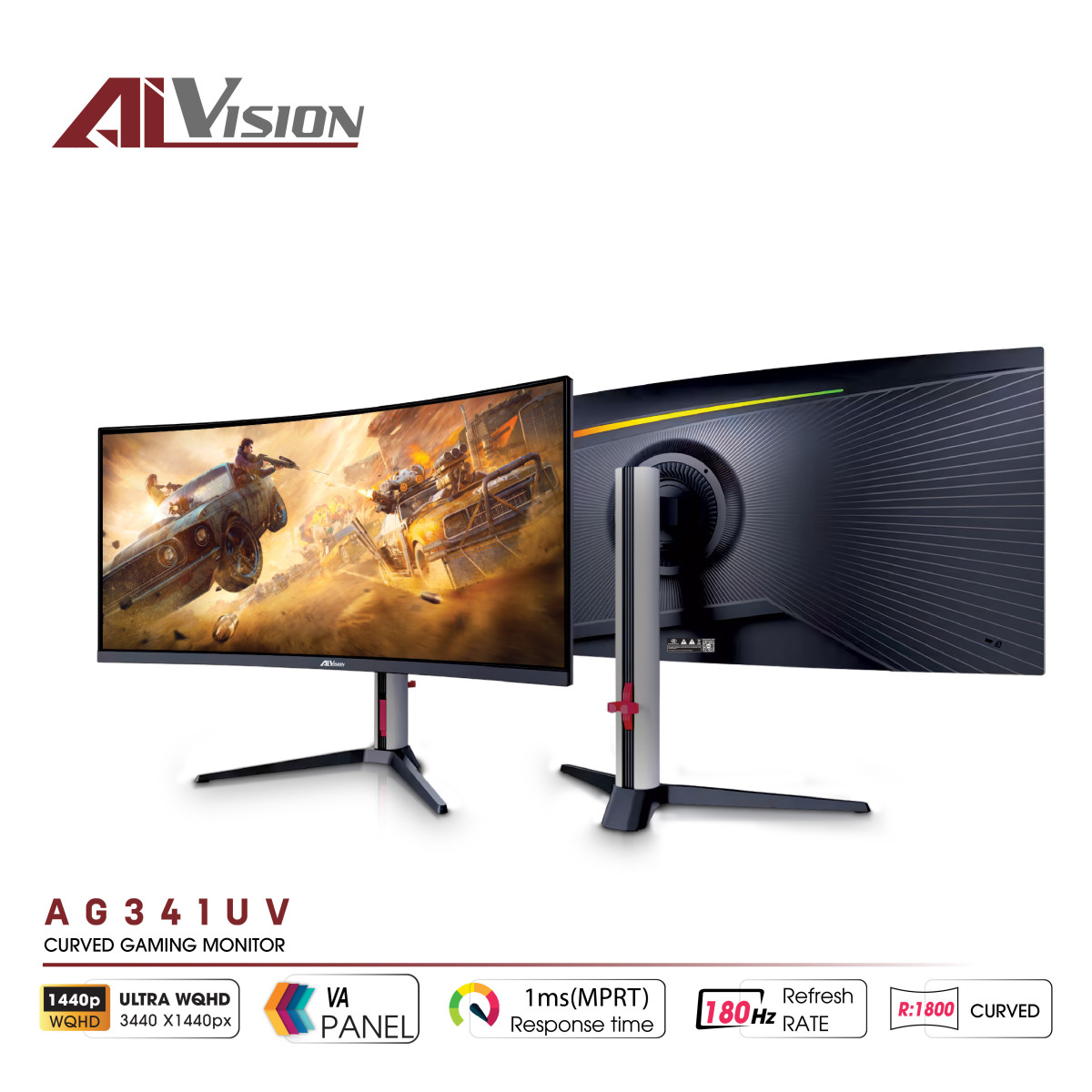 Màn hình Gaming Aivision AG341UV | 34 inch, 2K/QHD, 180Hz, VA - Ảnh 2