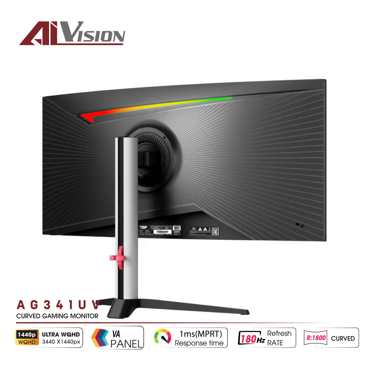 Màn hình Gaming Aivision AG341UV | 34 inch, 2K/QHD, 180Hz, VA - Ảnh 4