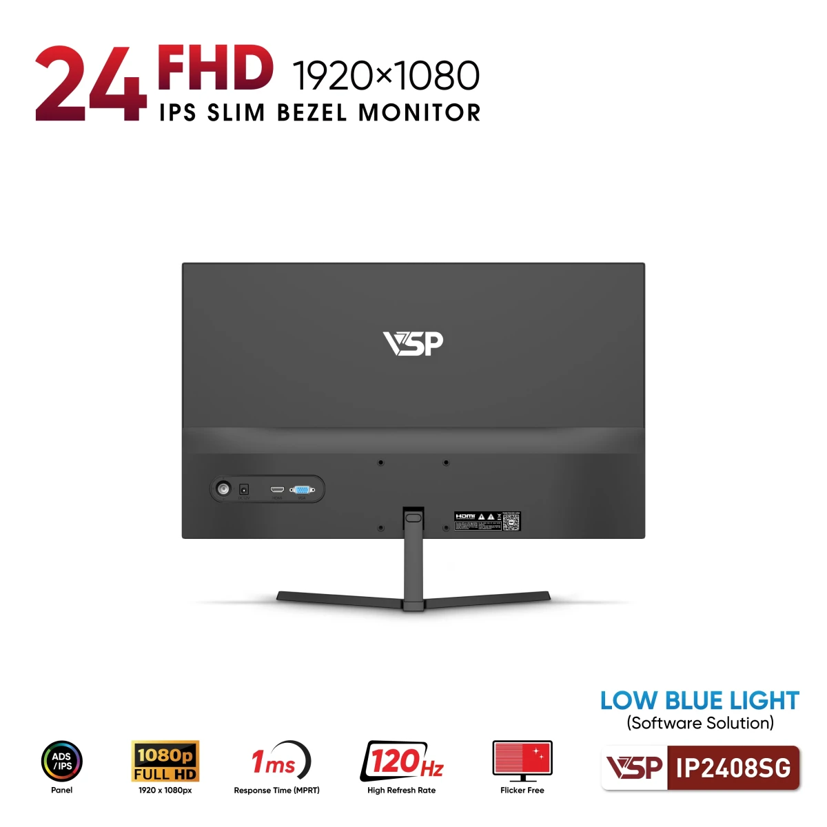 Màn hình văn phòng VSP IP2408SG | 24 inch, FHD, 120Hz, IPS - Ảnh 2