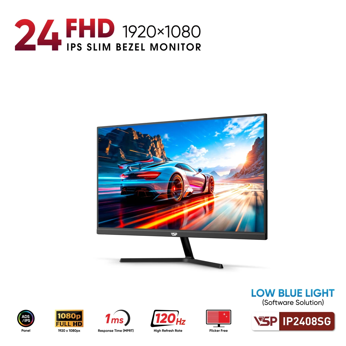Màn hình văn phòng VSP IP2408SG | 24 inch, FHD, 120Hz, IPS - Ảnh 3