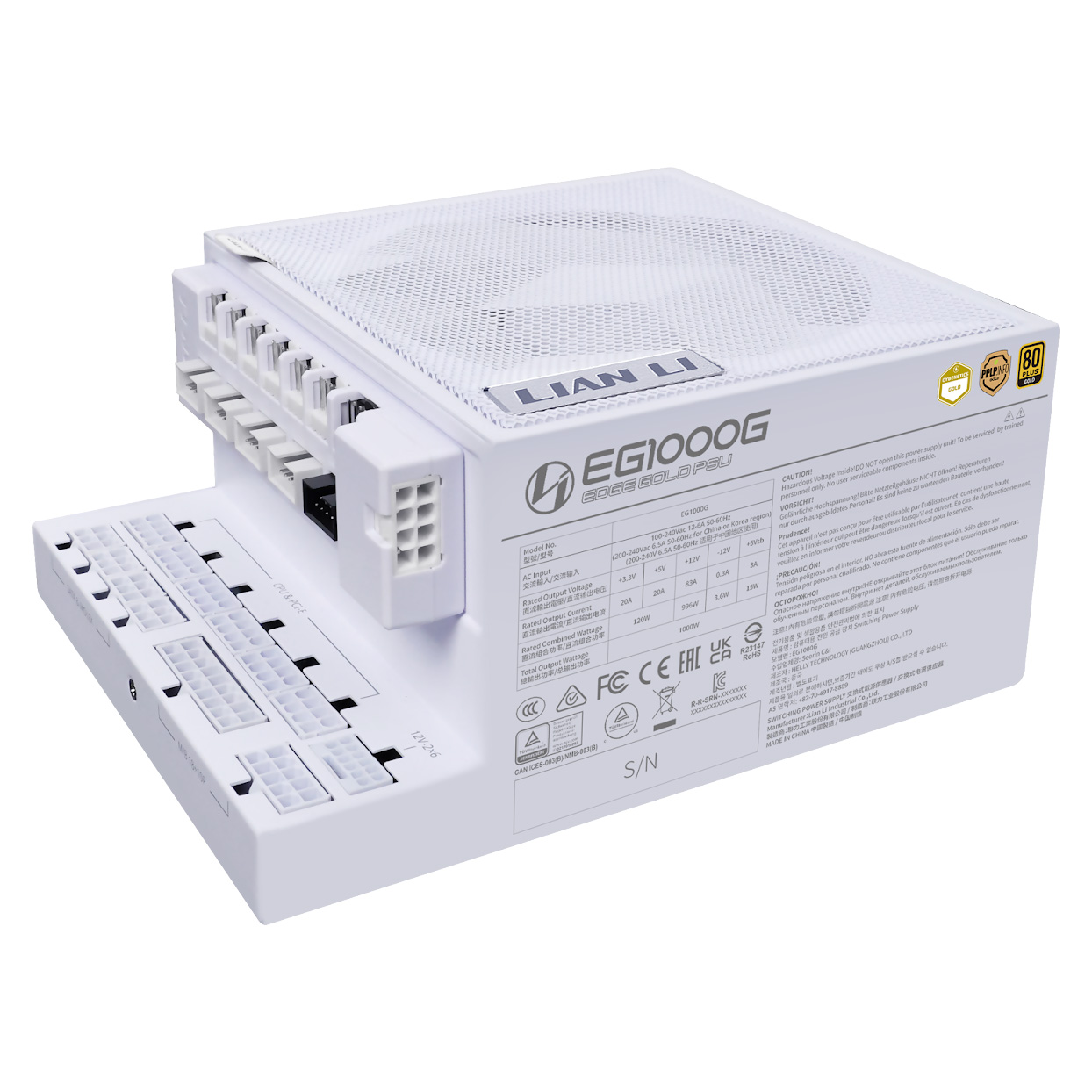 Nguồn máy tính Lian Li EDGE 1000W 80 Plus Gold (Kèm HUB) PSULLEG1000G.WH00.EU | Full Modular, ATX, Trắng - Ảnh 1