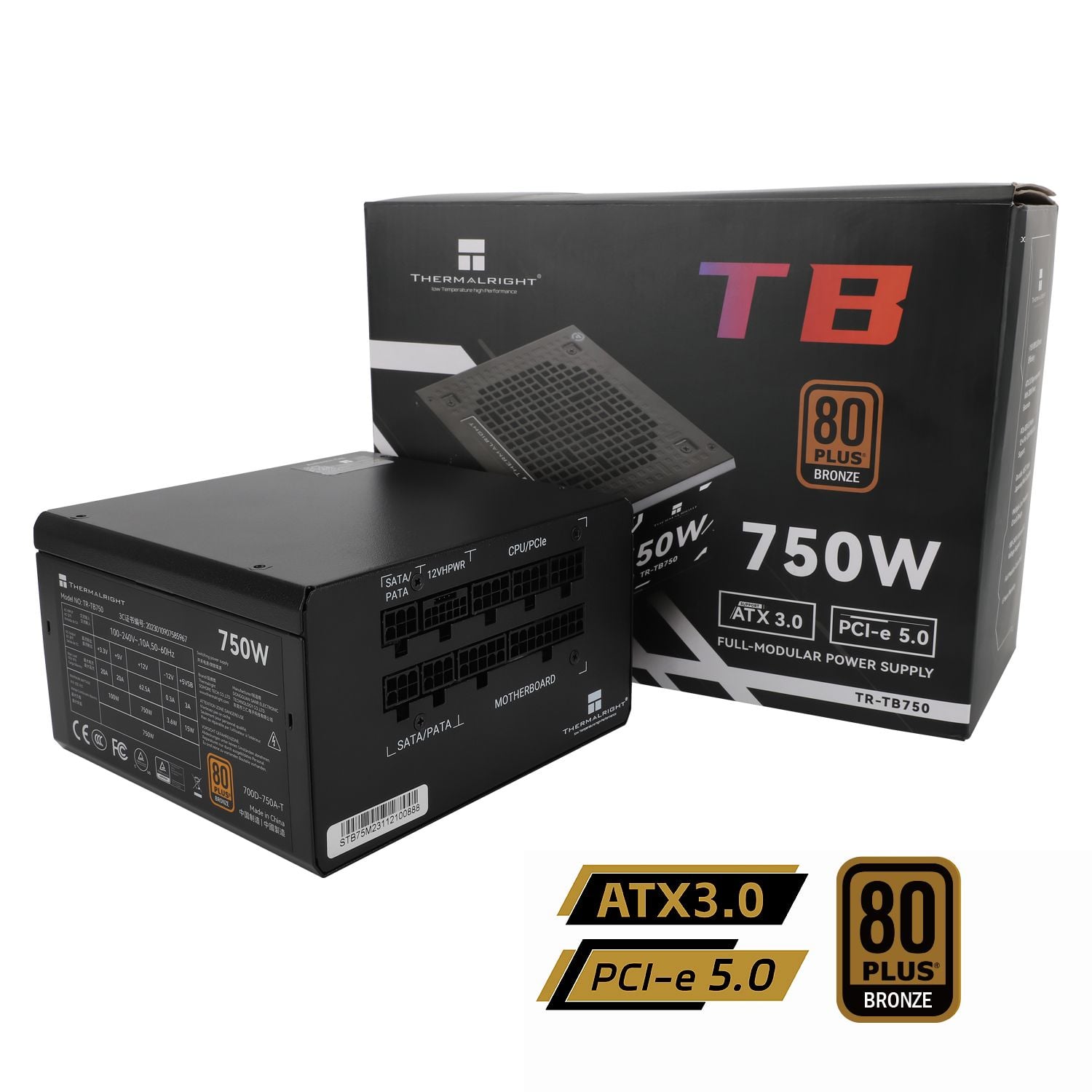 Nguồn máy tính Thermalright Tb-750 80 Plus bronze | Atxb.0 Pcie5.0, Full Module, Đen - Ảnh 1