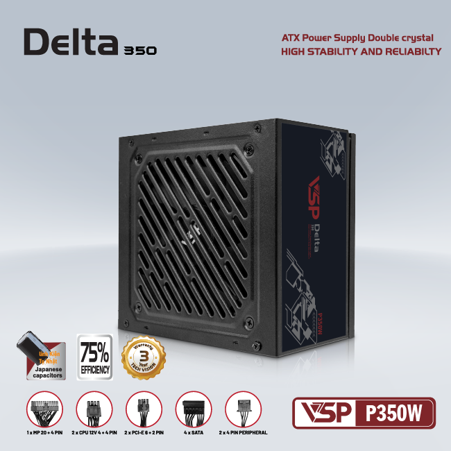 Nguồn máy tính VSP Delta P350 350W | Non Modular, ATX - Ảnh 4