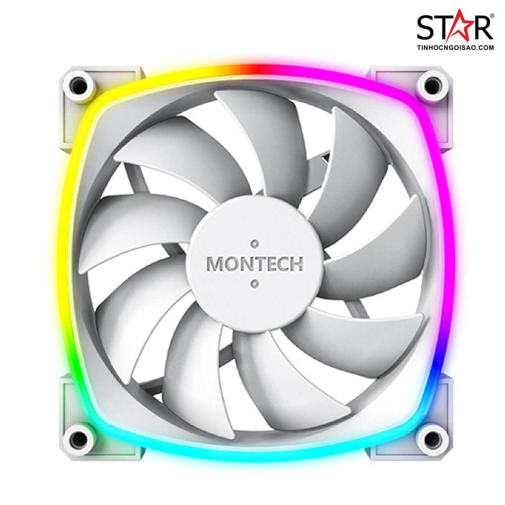 Quạt tản nhiệt PC Montech AX120 PWM | Fan lẻ 120mm, ARGB, Trắng - Ảnh 1