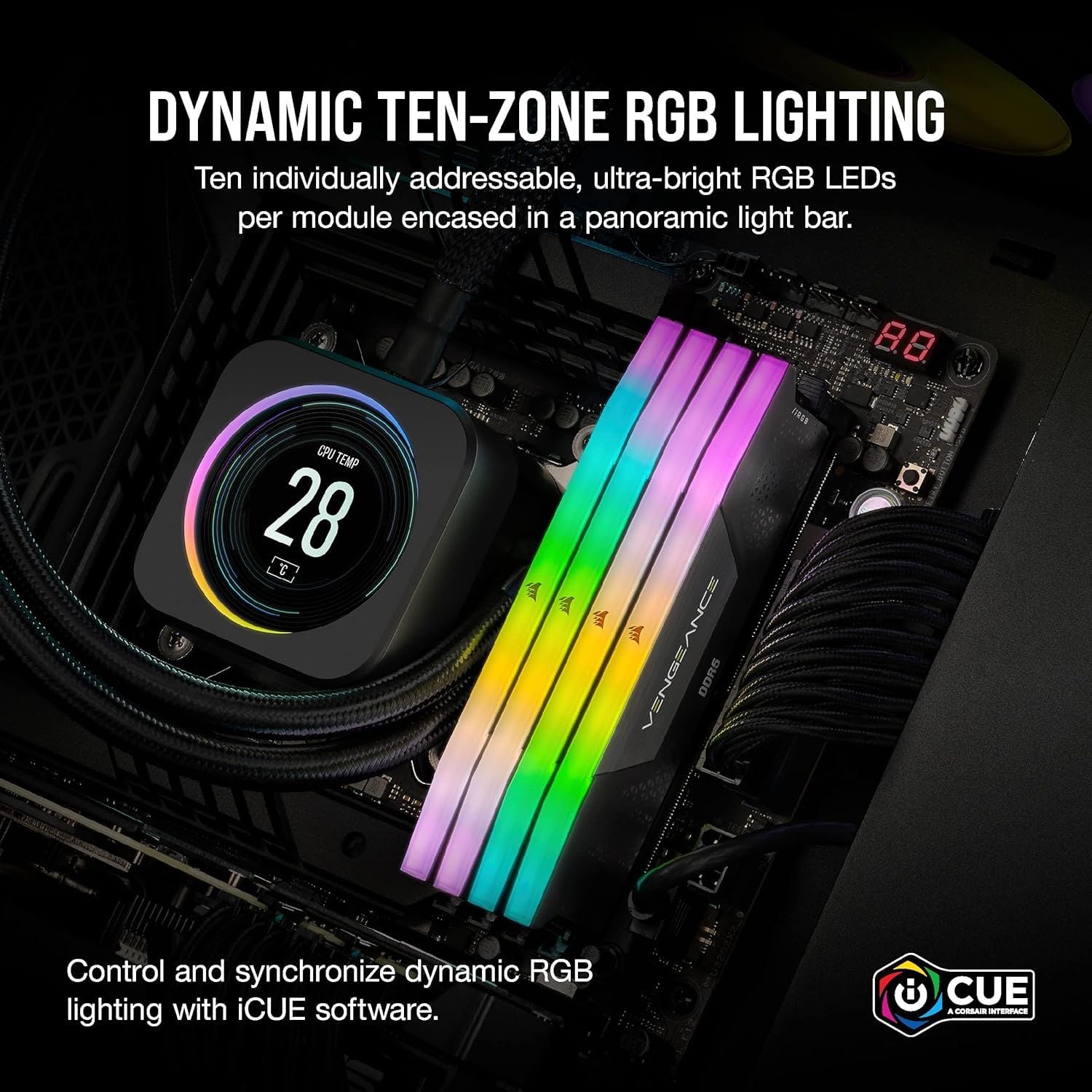 RAM PC Corsair Vengeance 64GB RGB DDR5 | (2x32GB), 6000MHz, Intel/AMD CMH64GX5M2D6000C40 - Ảnh 4