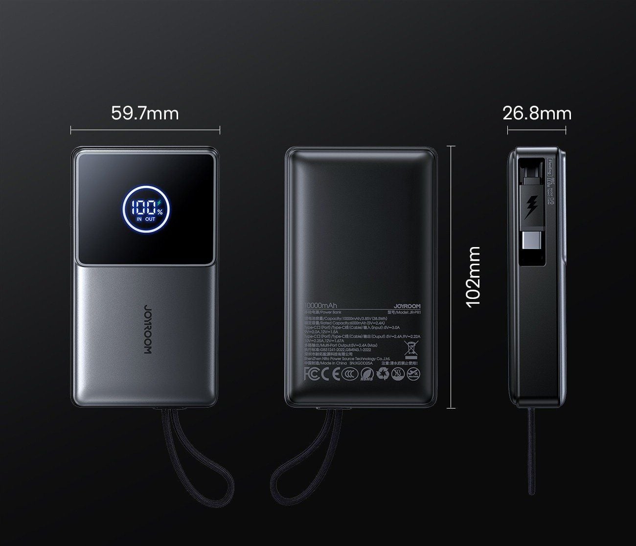 Sạc dự phòng Joyroom PR1 | 22.5W, 10000mAh, màu đen xám - Ảnh 3